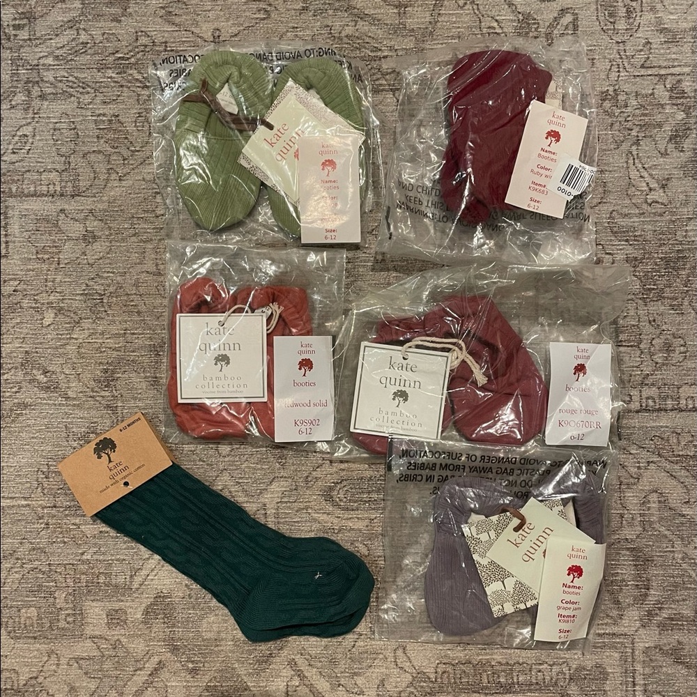 Kate Quinn bundle - booties and 1 pair socks size 6-12m NEW
